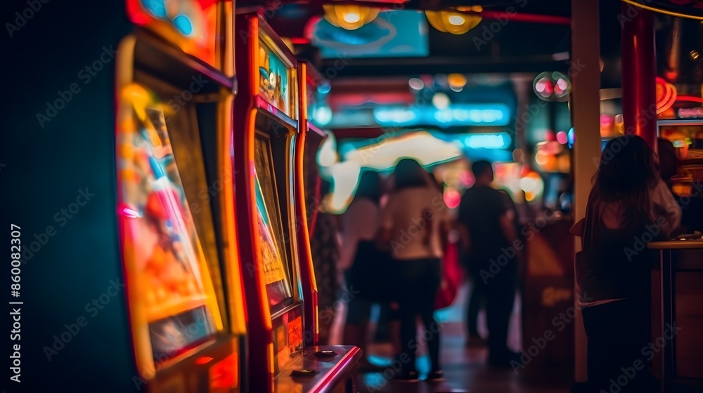 Neon-Lit Retro Arcade:Capturing the Vibrant Gaming Culture and Nostalgic Atmosphere Neon-Lit Retro Arcade:Capturing the Vibrant Gaming Culture and Nostalgic Atmosphere