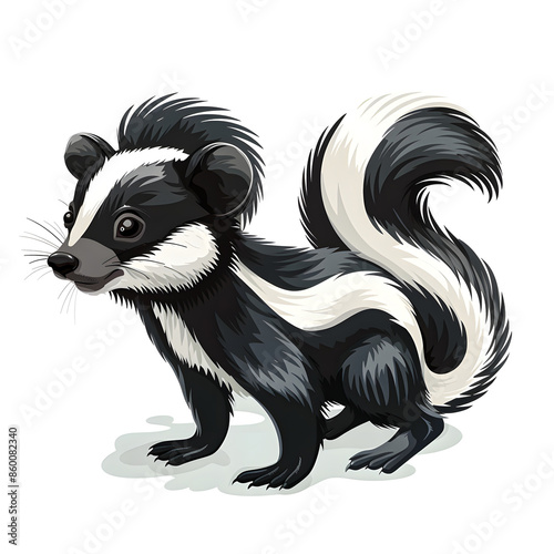 Clipart illustration of skunk on a white background. Suitable for crafting and digital design projects.[A-0003] photo