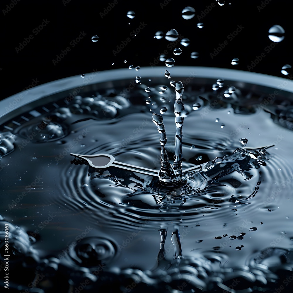 Drops of water falling clockwise Drops of water falling clockwise