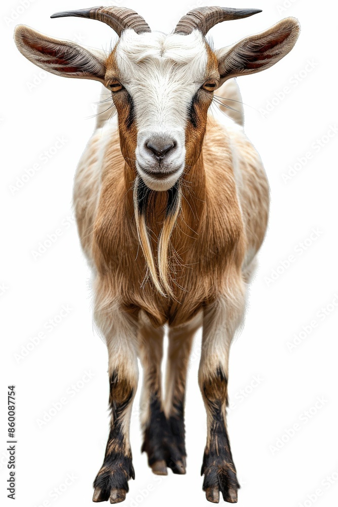 Close-Up Portrait of a Goat with Long Beard and Horns on White Background
Close-Up Portrait of a Goat with Long Beard and Horns on White Background