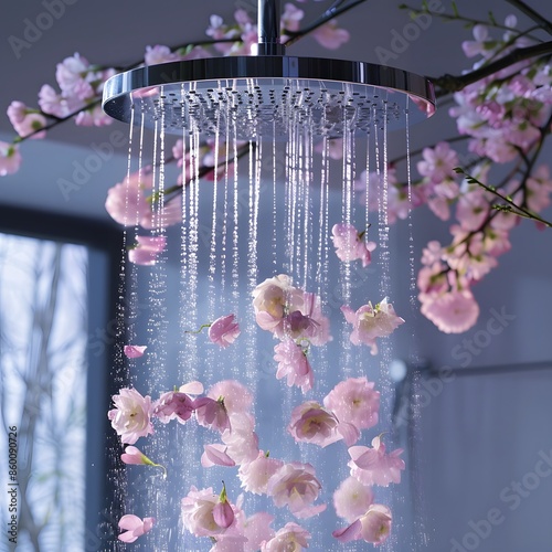 Bathroom decorated with cherry blossoms