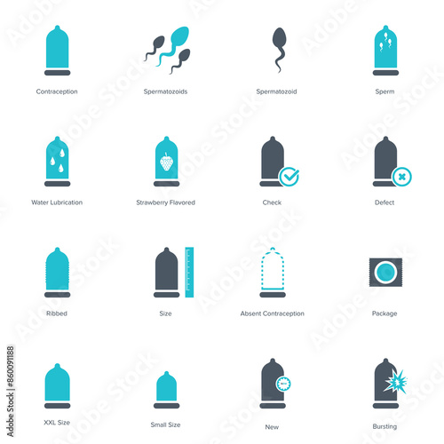 Condom icon set. Safe sex icon vector illustration	