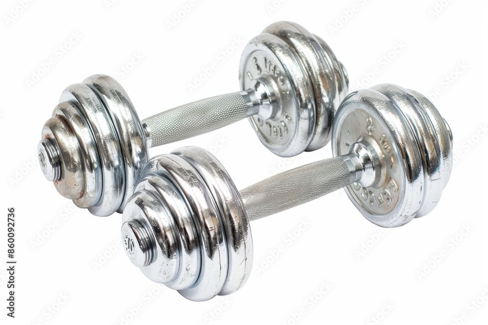 Dumbbells for Fitness Training. Pair of Heavy Metal Weights Isolated on White Background Dumbbells for Fitness Training. Pair of Heavy Metal Weights Isolated on White Background