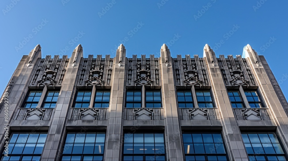 Fototapeta premium Art Deco Building Facade with Intricate Details