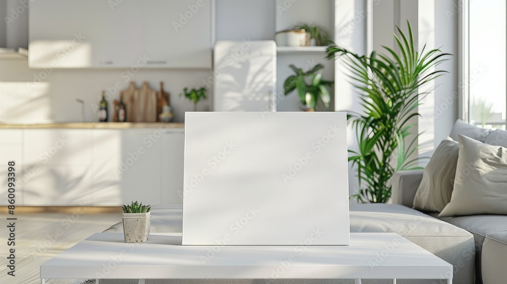 Modern Living Room with Blank Canvas for Artistic Display Modern Living Room with Blank Canvas for Artistic Display