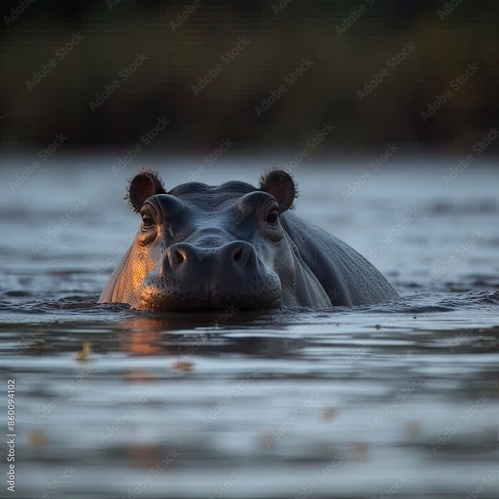 Fototapeta premium hippopotamus in the river