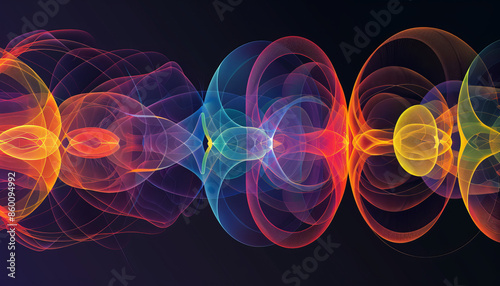 Illustrate the concept of quantum superposition using vectors, depicting a particle existing in multiple states simultaneously photo