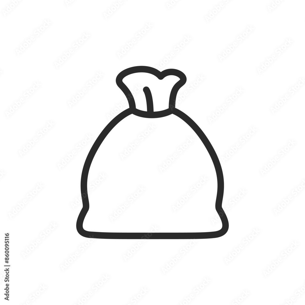 Tied bag, linear style icon. Editable stroke width Tied bag, linear style icon. Editable stroke width