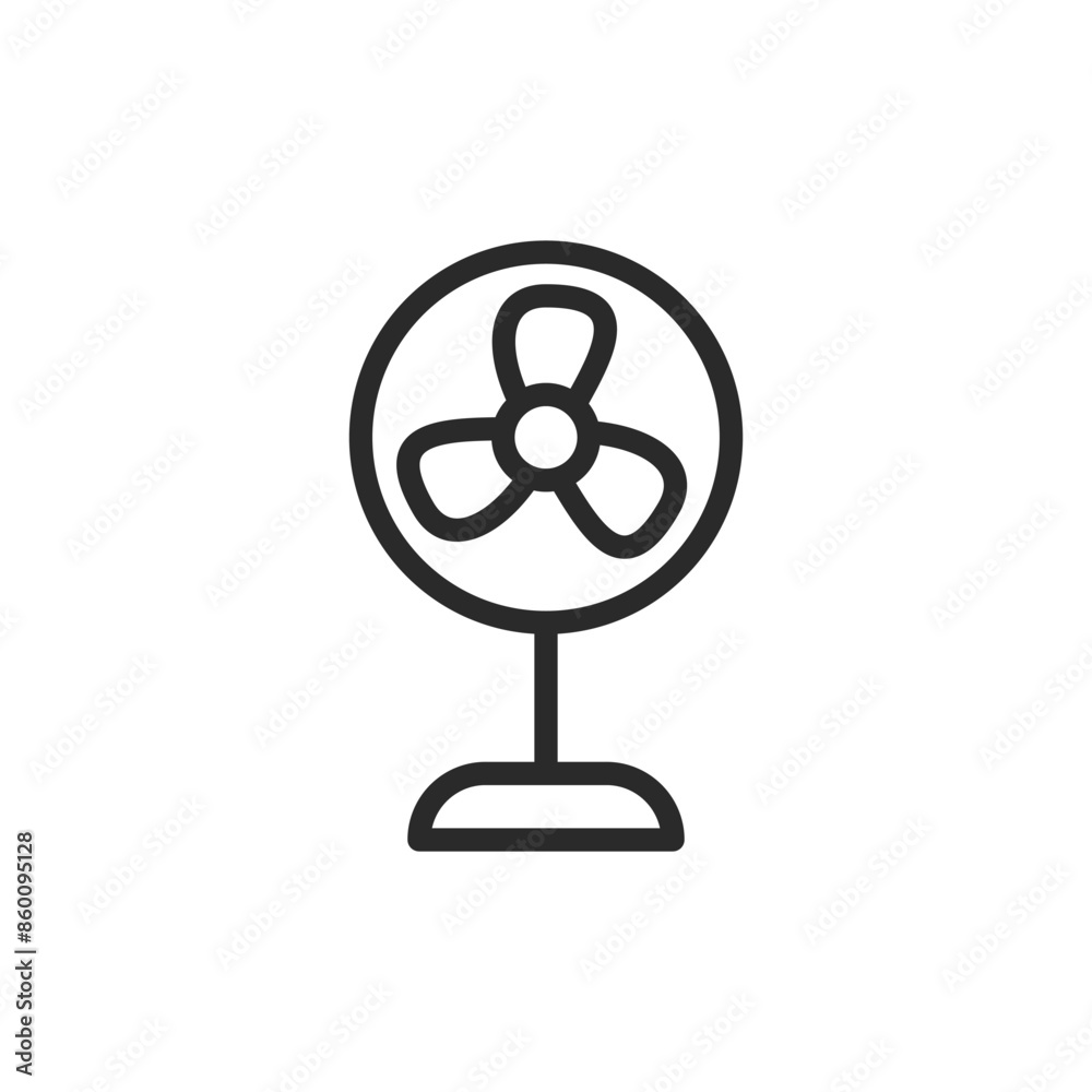Fan, linear style icon. Floor fan on stand. Editable stroke width Fan, linear style icon. Floor fan on stand. Editable stroke width