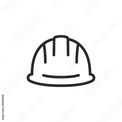 Hard hat, linear style icon. Construction helmet for head protection. Editable stroke width