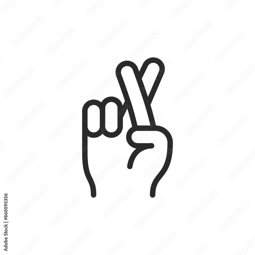 Fingers Crossed, linear style icon. fingers crossed for good luck. Editable stroke width. Fingers Crossed, linear style icon. fingers crossed for good luck. Editable stroke width.
