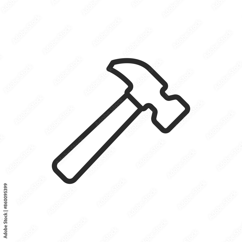 Hammer, linear style icon. hammer tool used for construction or repair. Editable stroke width. Hammer, linear style icon. hammer tool used for construction or repair. Editable stroke width.