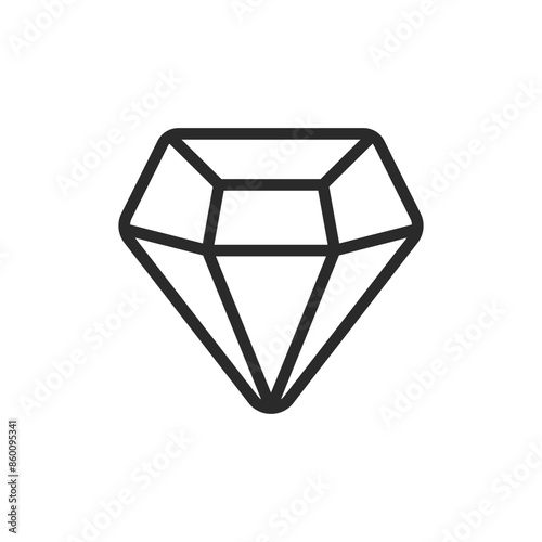 Gemstone, linear style icon. Editable stroke width