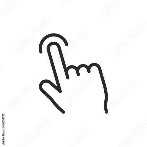 Hand pressing or touching, linear style icon. Index finger. Editable stroke width