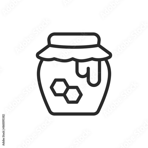 Honey jar, linear style icon. stored honey in a jar. Editable stroke width.