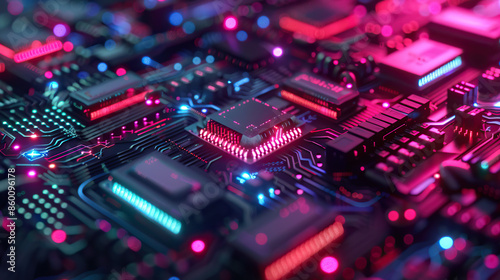 Imagine image from sentences electronic circuit board complex circuitry and glowing