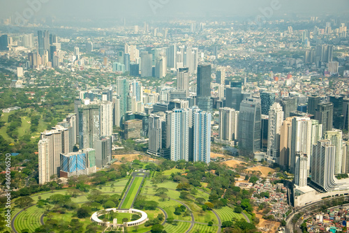 飛行機から眺めるフィリピンマニラ首都圏の美しい風景Beautiful scenery of Metro Manila in the Philippines seen from an airplane