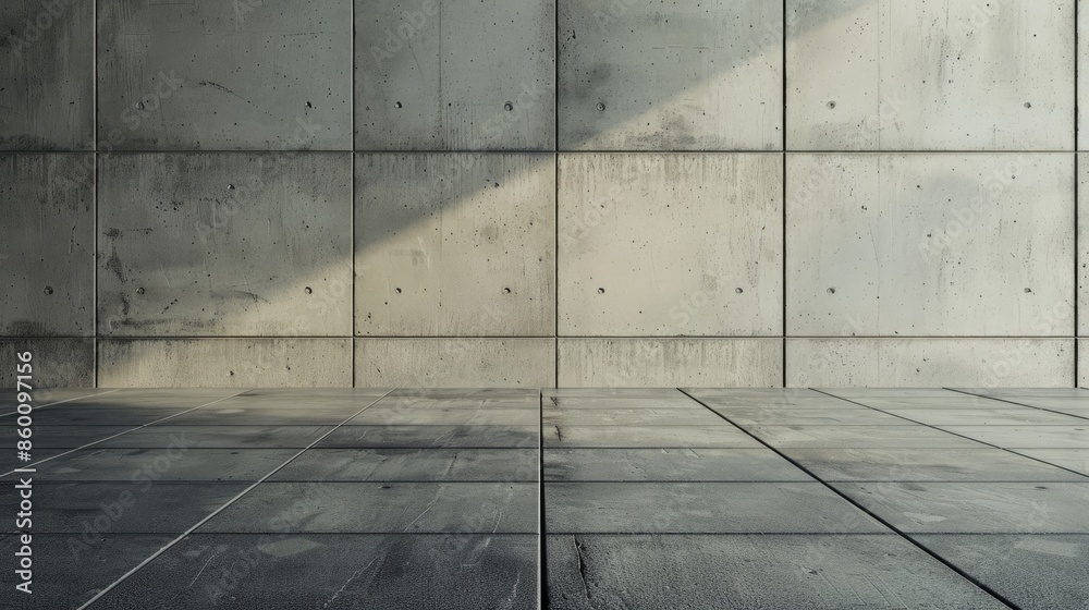 A background featuring a concrete wall and tiled flooring with empty space for text A background featuring a concrete wall and tiled flooring with empty space for text