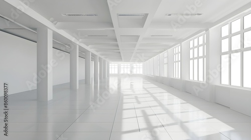 White empty business room interior with windows and no furniture, mockup