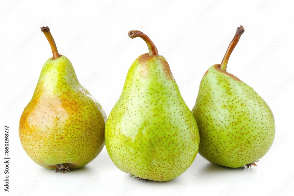 Pears. Three Fresh and Green Pears Isolated on White Background Pears. Three Fresh and Green Pears Isolated on White Background
