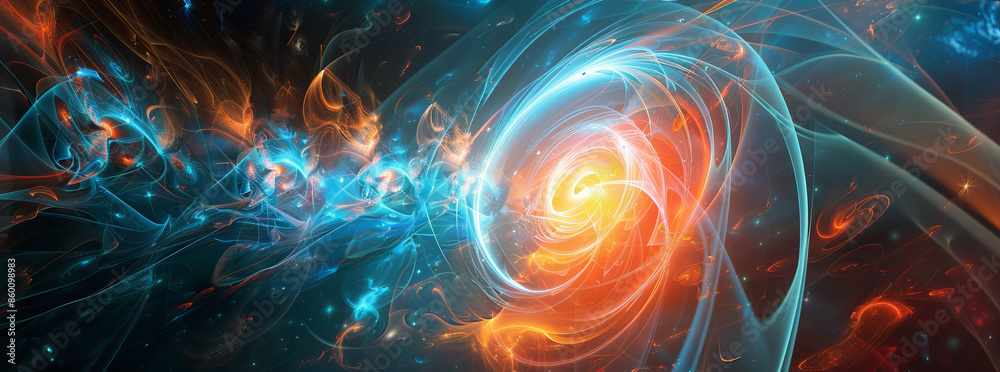 Conceptualize the intersection of quantum mechanics and general relativity in a vector diagram, exploring the idea of quantum gravity. Depict interconnected lines or nodes symbolizing entangled partic