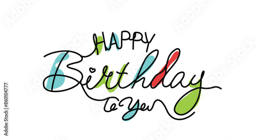 Photography happy birthday text aesthetic line art
