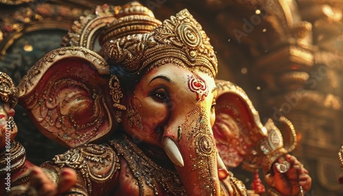Celebrating the birth of Ganesh Chaturtha. an Indian deity. a holiday in India