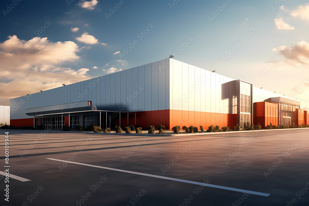 Modern logistics warehouse building structure. Modern logistics warehouse building structure.