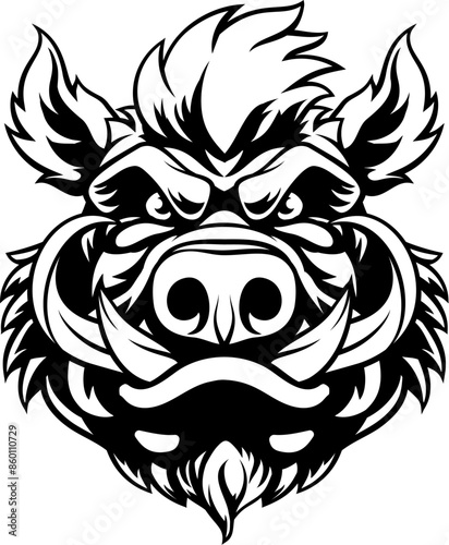 A wild boar hog razorback warthog sports mascot cartoon pig character