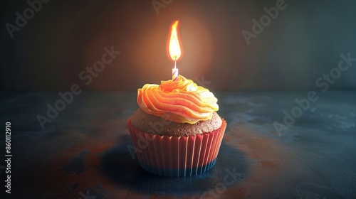 Birthday Cupcake with Candle 