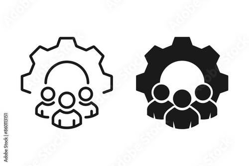 Teamwork management icon set. Business team. Company leader, supervisor. Partnership icon.
