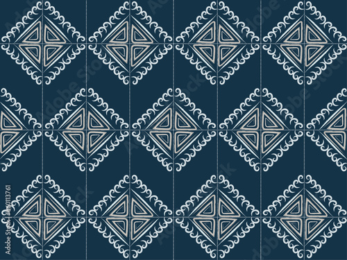 Midnight Blue Geometric Navy Square Pattern Indigo Geometric Tiles Dark Blue Diamond Pattern