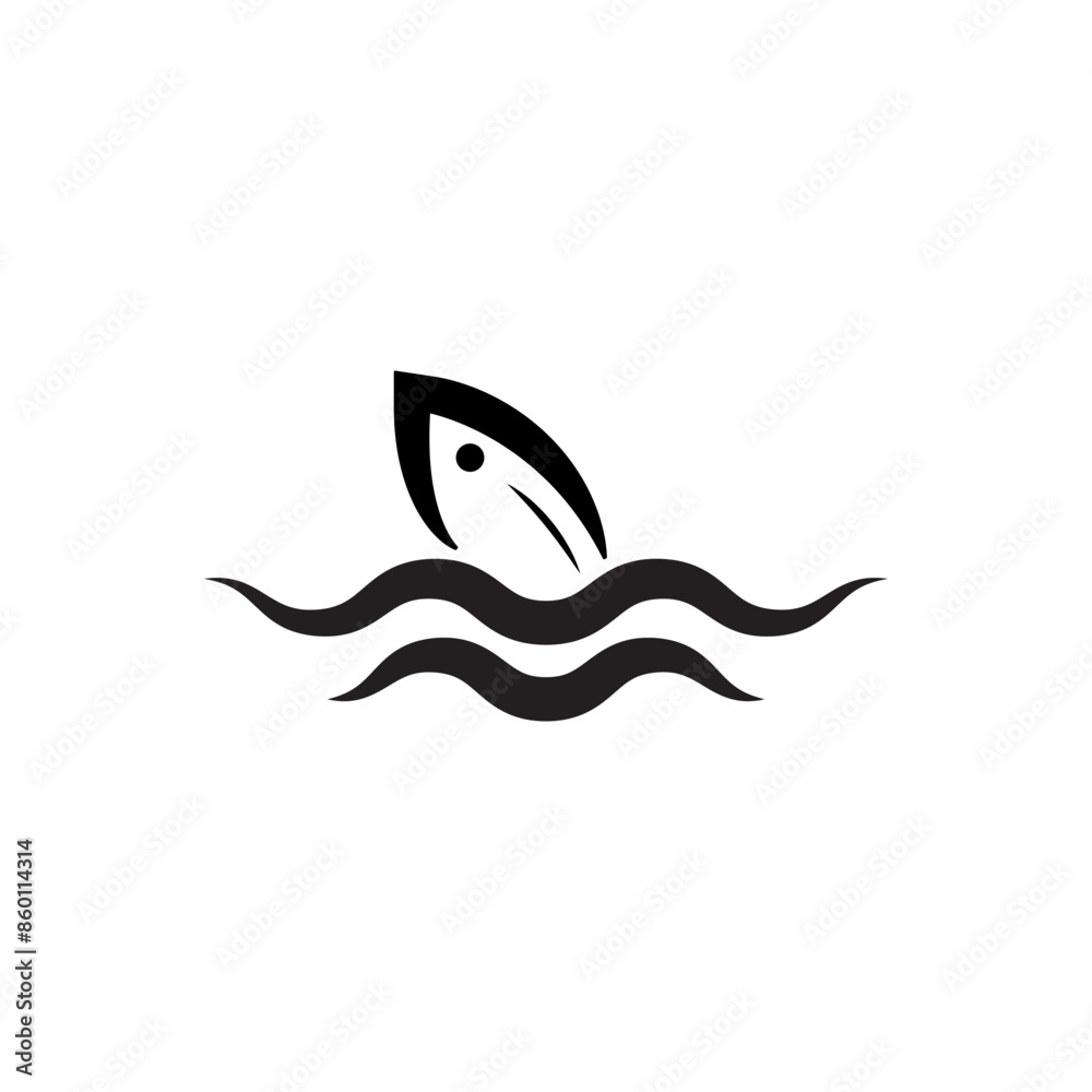 fish in the sea logo, line icon, beach symbol, logo template design fish in the sea logo, line icon, beach symbol, logo template design