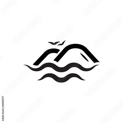 sea view logo, line icon, vacation symbol, logo template design