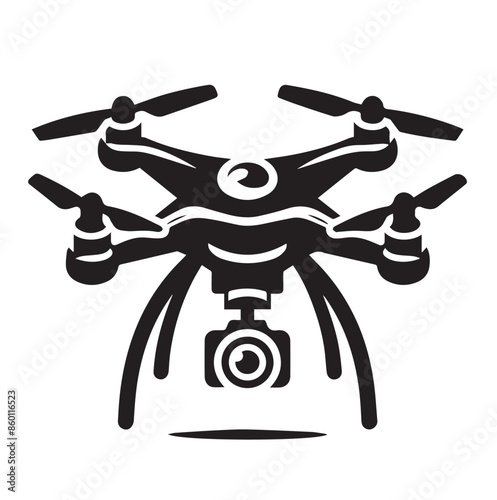 funny cartoon robot with Drone