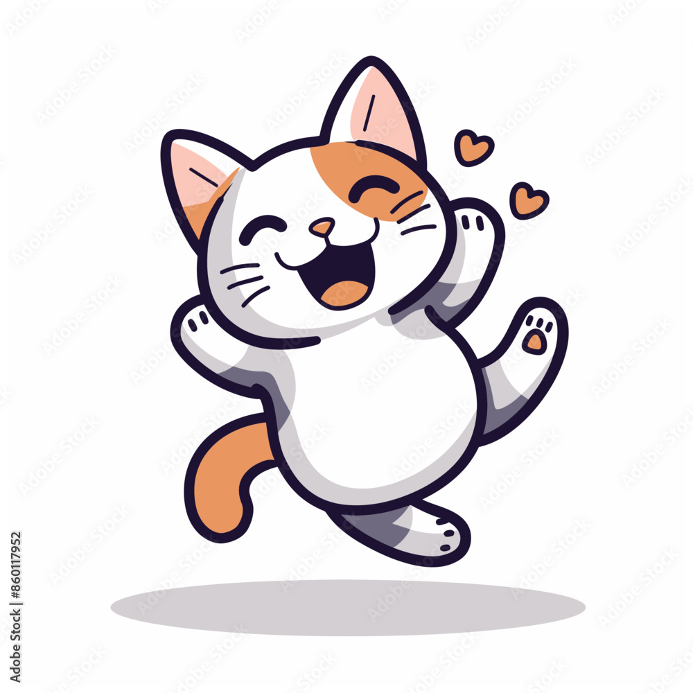 Obraz premium Cute cat jumping vector illustration 