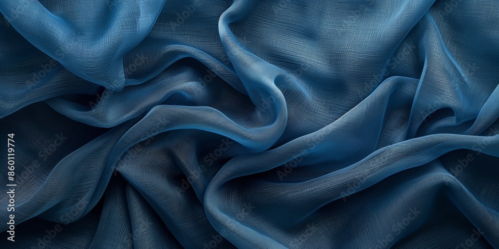Blue wavy textile with soft folds and curves, creating a smooth, textured background perfect for elegant fashion and design. Blue wavy textile with soft folds and curves, creating a smooth, textured background perfect for elegant fashion and design.