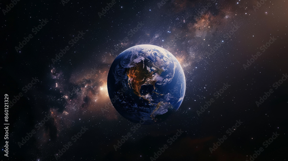 Obraz premium A large blue planet in the middle of a dark sky