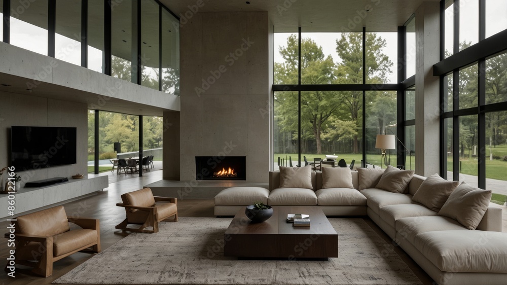 minimalist living room with large windows minimalist living room with large windows