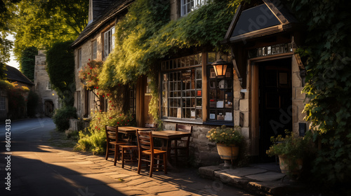 View on the cozy country house with cute garden