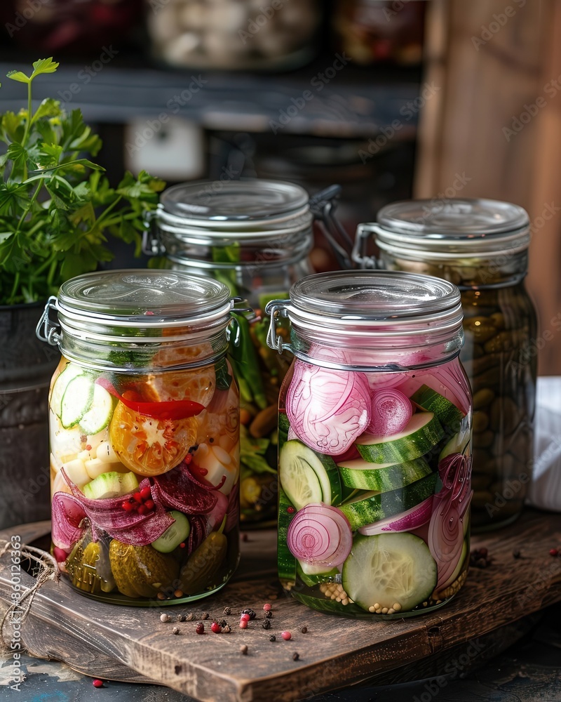 Traditional pickling and fermentation processes in glass jars Traditional pickling and fermentation processes in glass jars