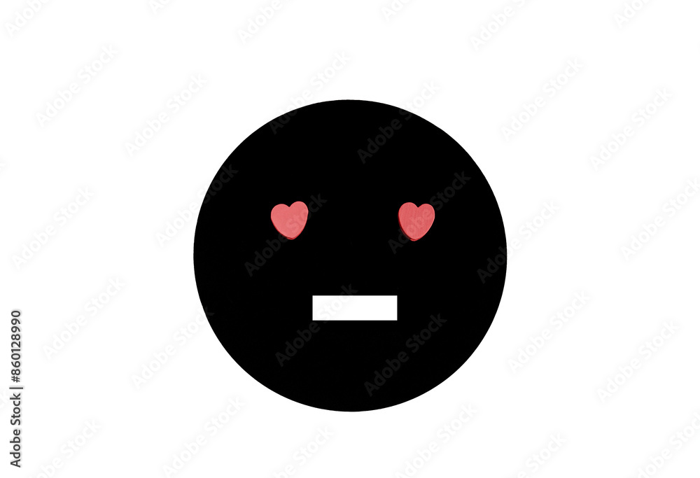 A black and white emoji with two hearts on it A black and white emoji with two hearts on it