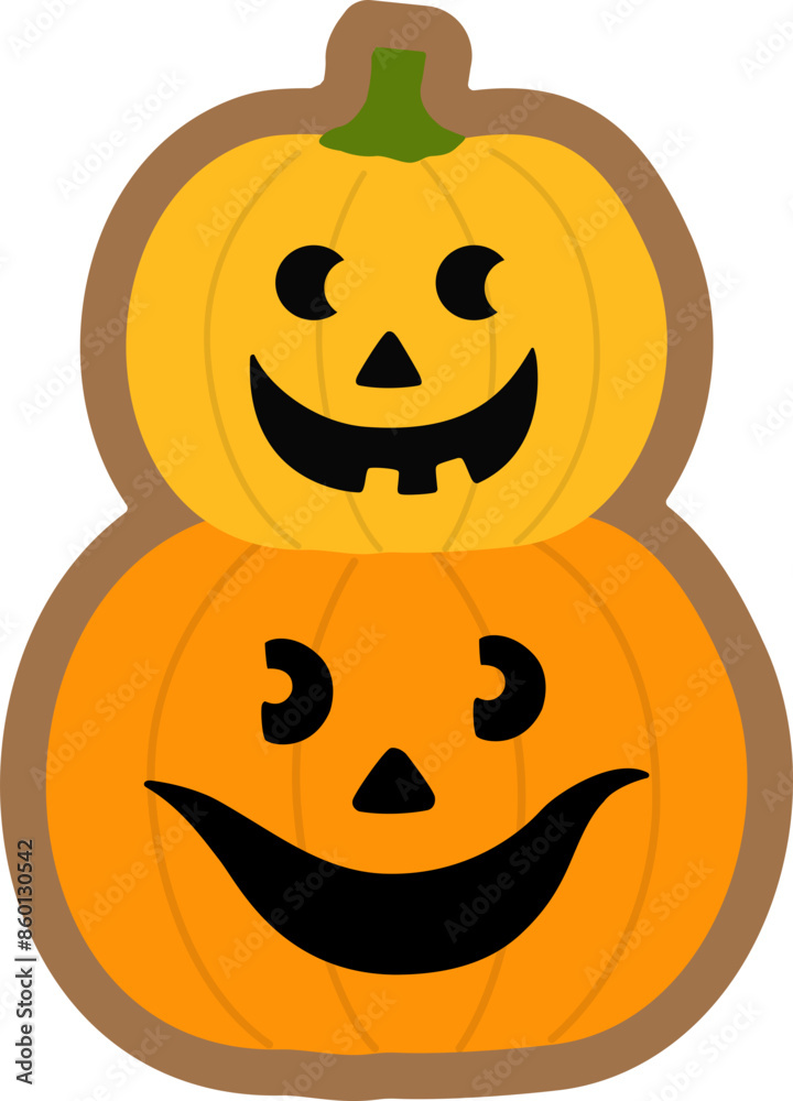 Fototapeta premium Halloween pumpkin shaped gingerbread cookies vector. Pumpkin shaped ginger cookies isolated svg.