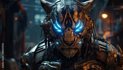 a Cyberpunk of auto robot Tiger superhero photograph