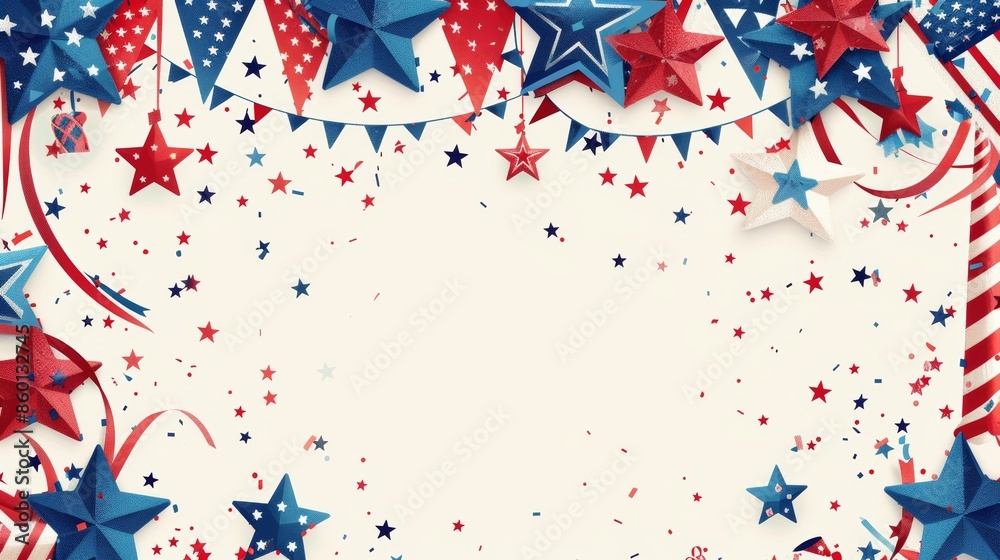 Fototapeta premium Decorative elements for a festive Patriot Day celebration.