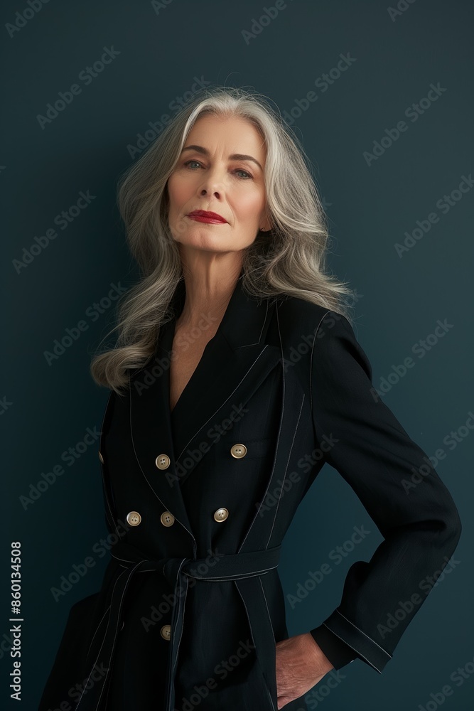 An elegant and sophisticated elderly lady, smiling confidently in a studio portrait, exuding natural beauty. An elegant and sophisticated elderly lady, smiling confidently in a studio portrait, exuding natural beauty.