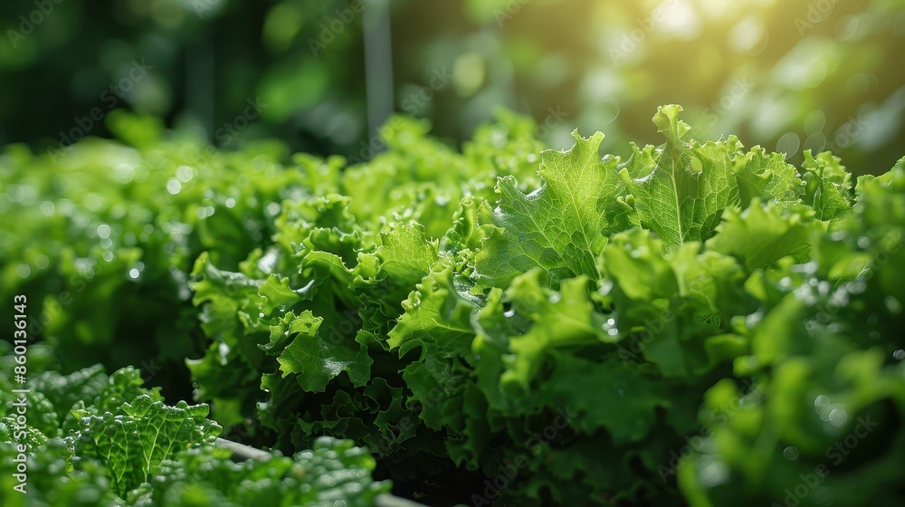 Close-up view of fresh, green lettuce plants bathed in morning sunlight, highlighting the crisp leaves and natural water droplets, showcasing healthy growth. Close-up view of fresh, green lettuce plants bathed in morning sunlight, highlighting the crisp leaves and natural water droplets, showcasing healthy growth.