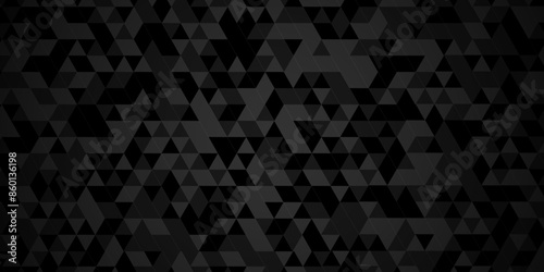 Vector geometric seamless technology black triangle element light background. Abstract digital grid light pattern black and gray Polygon Mosaic triangle Background, business and corporate background