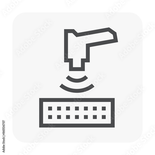 Soil x-ray spectroscopy vector icon to using portable handheld scientific measurement or instrument. May called XRF fluorescence, spectrometer for analysis, test and study geotechnical engineering.
