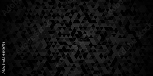 Vector geometric seamless technology black triangle element light background. Abstract digital grid light pattern black and gray Polygon Mosaic triangle Background, business and corporate background